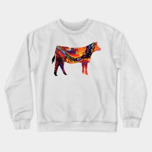 Livestock Farm Girl Show Heifer with Marble Background Crewneck Sweatshirt